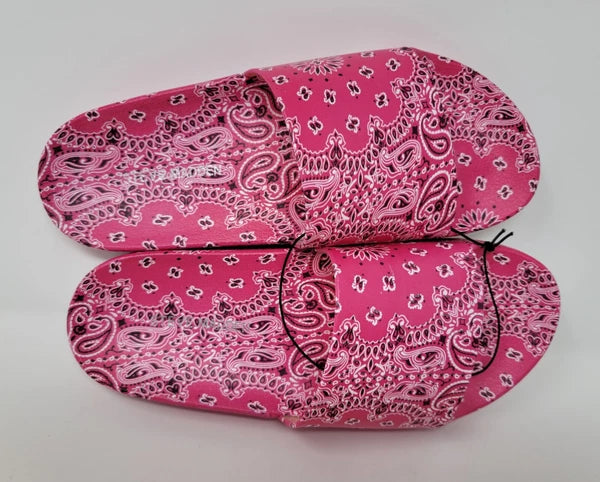 Steve Madden Sofi Pink Multi Paisley Printed Slide Sandals Size 7