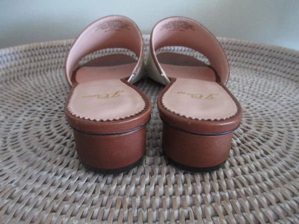 J CREW Canvas with Leather Slide Sandal in Natural SZ 8.5M Style AW069 EUC