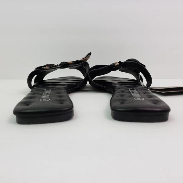 Musshoe Womens Size 9 Black Bow Slip On Formal Fashion Slide Flat Sandals