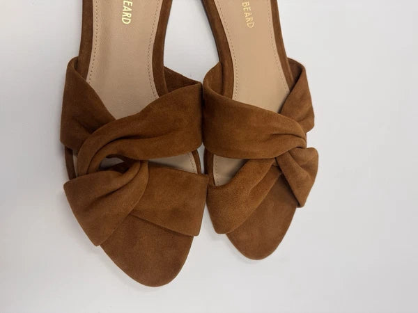 Veronica Beard Seraphina Twisted Slide Sandals Caramel Suede Women’s Size 6M