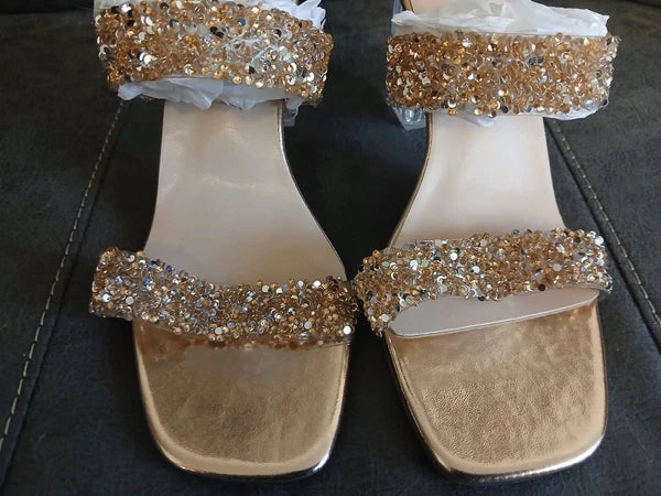 Sandal Heels Womens Slides BLING SPARKLE FASHION Heels NEW EU 42 USA 10 #1075