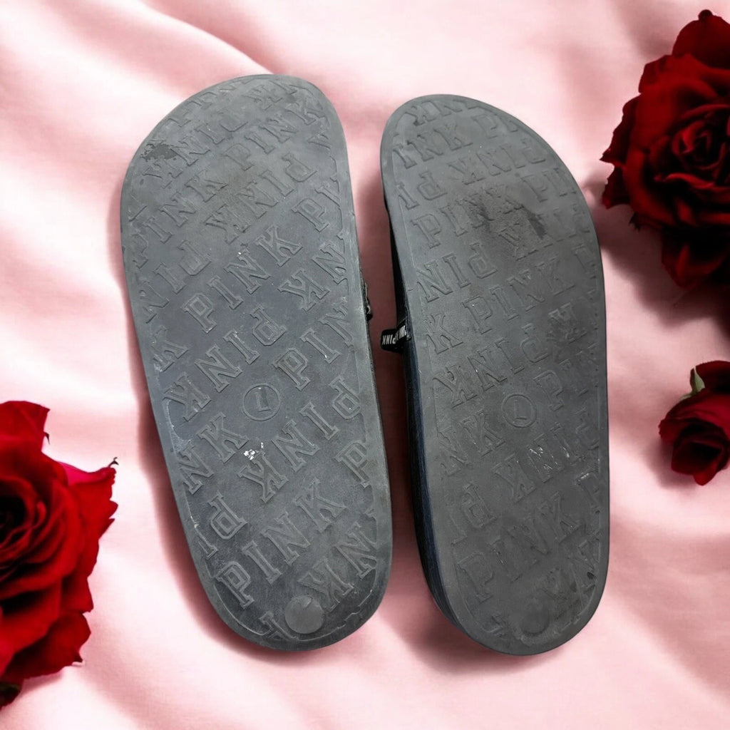 Victoria’s Secret  Pink black and clear Y2K style slide On Sandals L