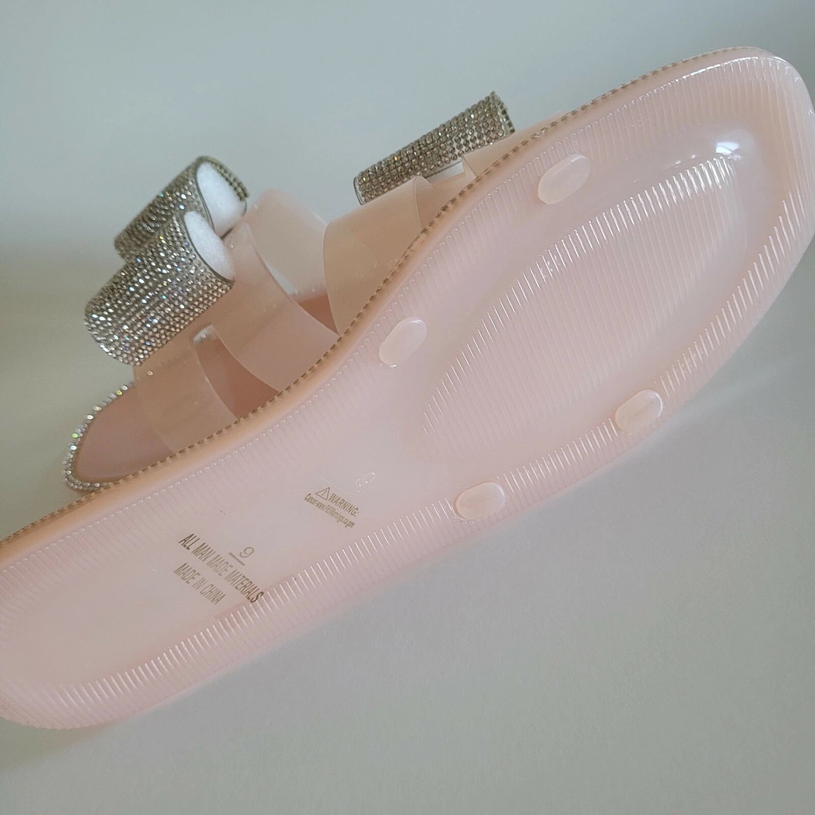 H2K Lucia Nude Fashion Jelly Slides Flip Flops Bow Sandals Bling Open Toe New
