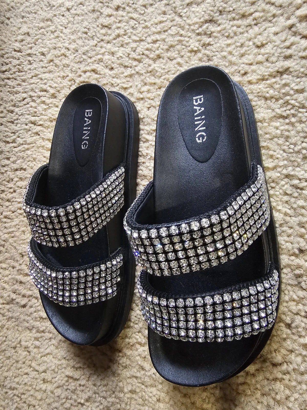 Baing Rhinestone Sandal, Fashion Slides, Footwear, Size 39 Shoe
