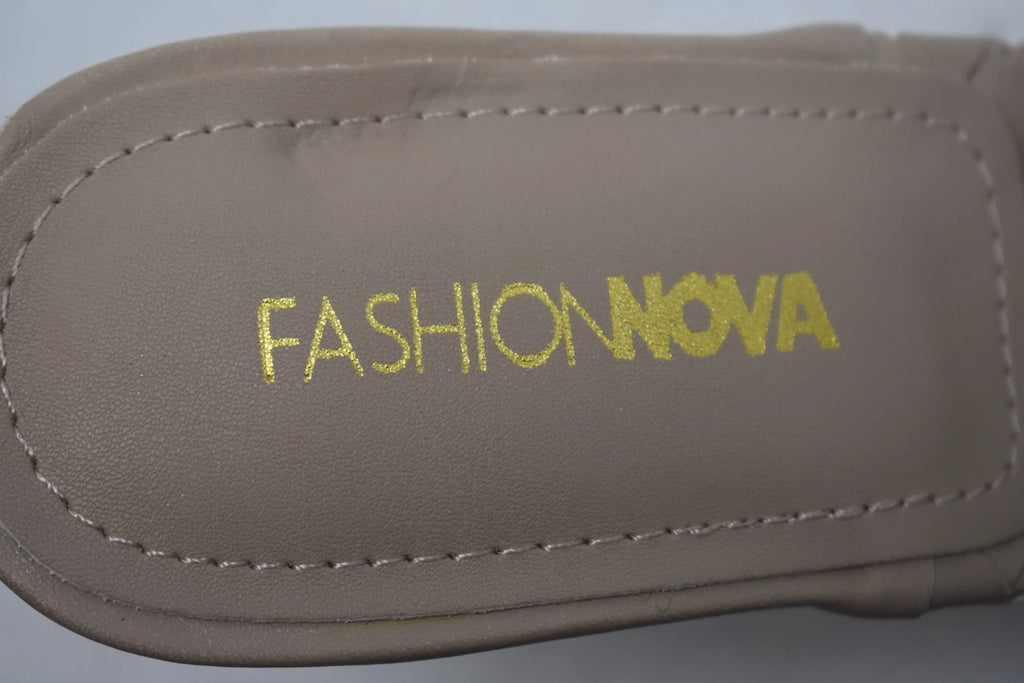 Fashion Nova Waveit Slip On Heel Sandals Nude Braided Strap Womens Sz 7