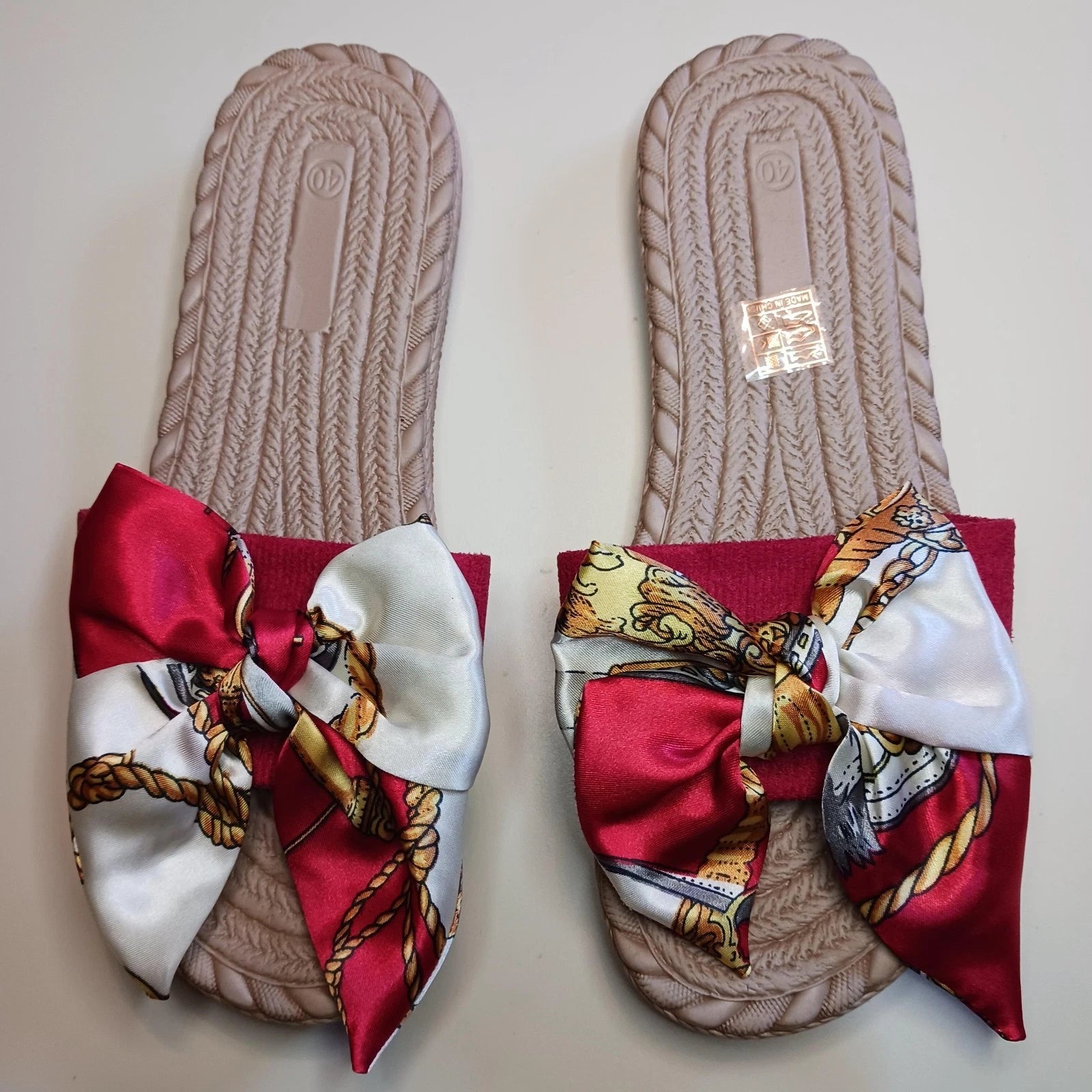 Womens Sandal Size 9 Fashion Felt Ribbon Bow Slides Vintage Style Anti Slip Sole