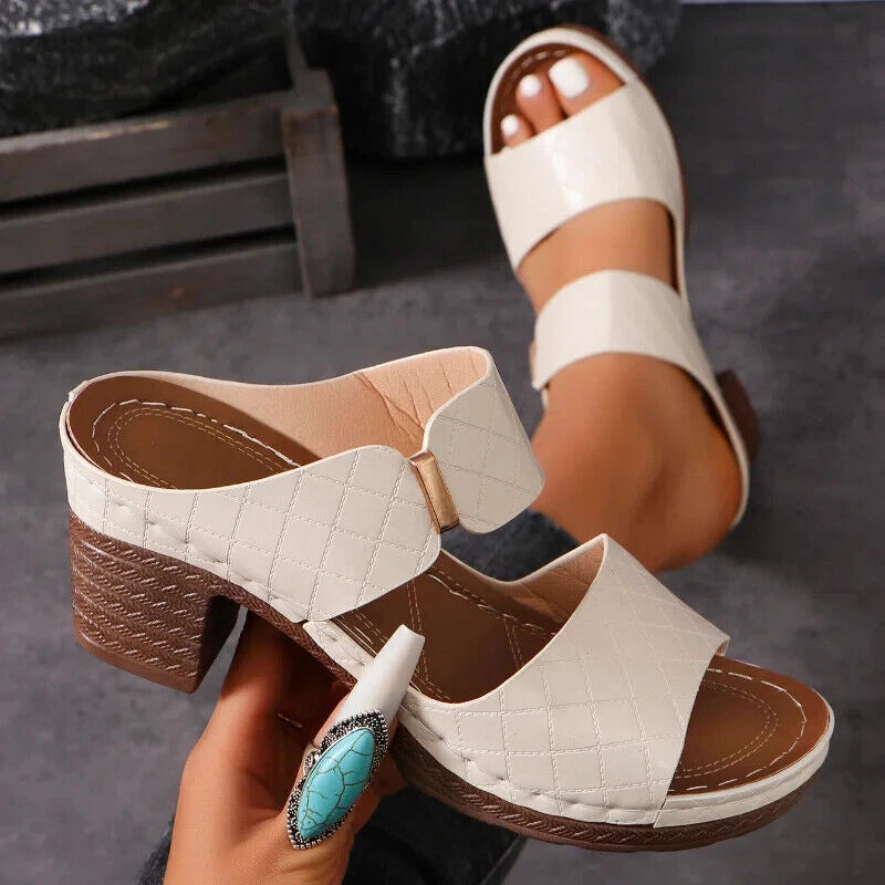 Fashion Women Summer Sandals High Heels Chunky Heel Slippers Pumps Slides Shoes