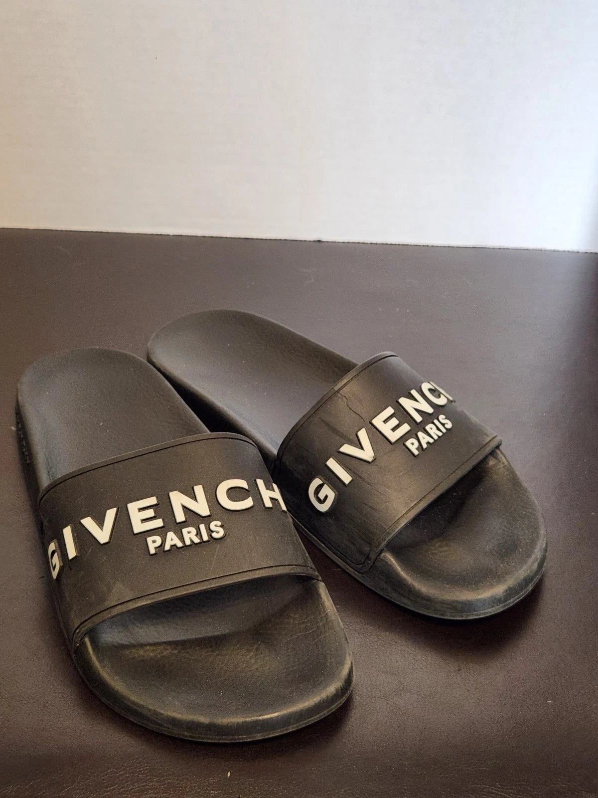 Givenchy Black Logo Rubber Slide Sandal W 7.5 - Read Description