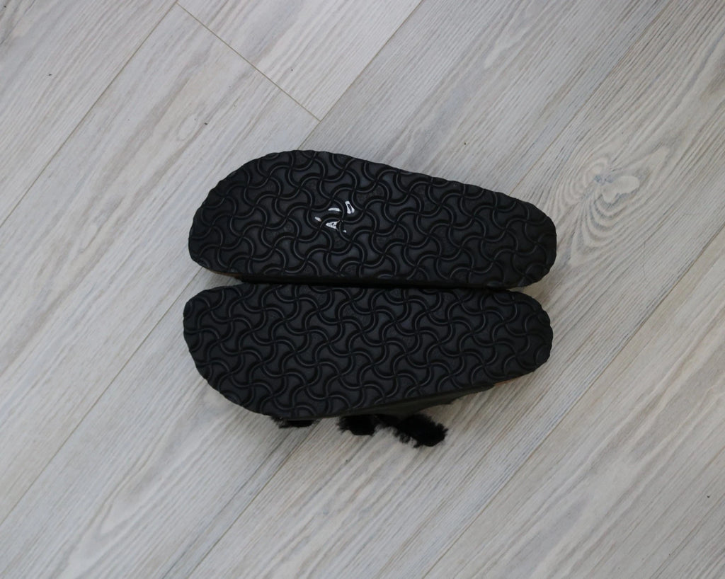 Birkenstock Florida Triple Strap Black Sandals Fur Lined EU 41 US W 10 US M 8.5