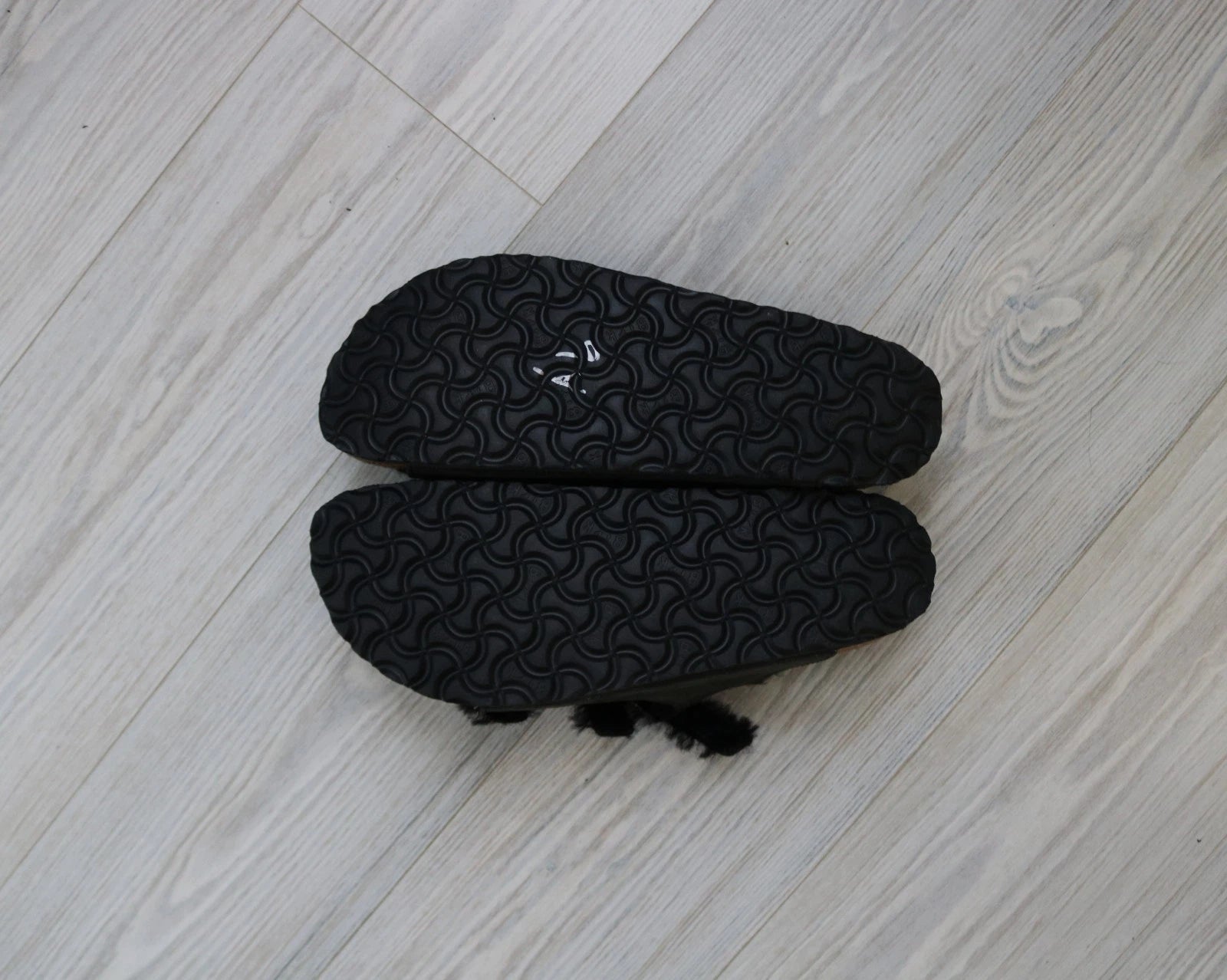 Birkenstock Florida Triple Strap Black Sandals Fur Lined EU 41 US W 10 US M 8.5