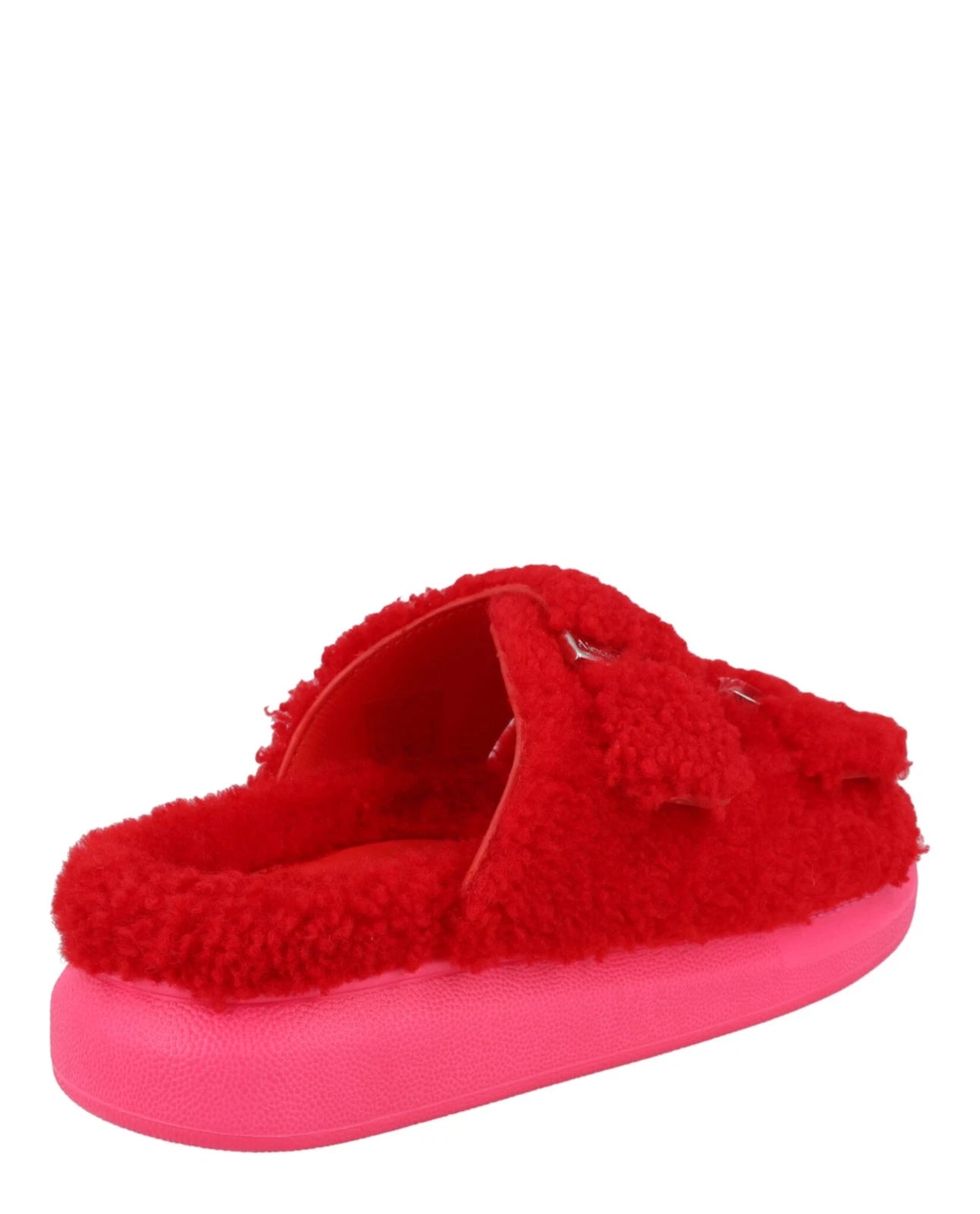 Alexander McQueen Womens Shearling Slide Sandals