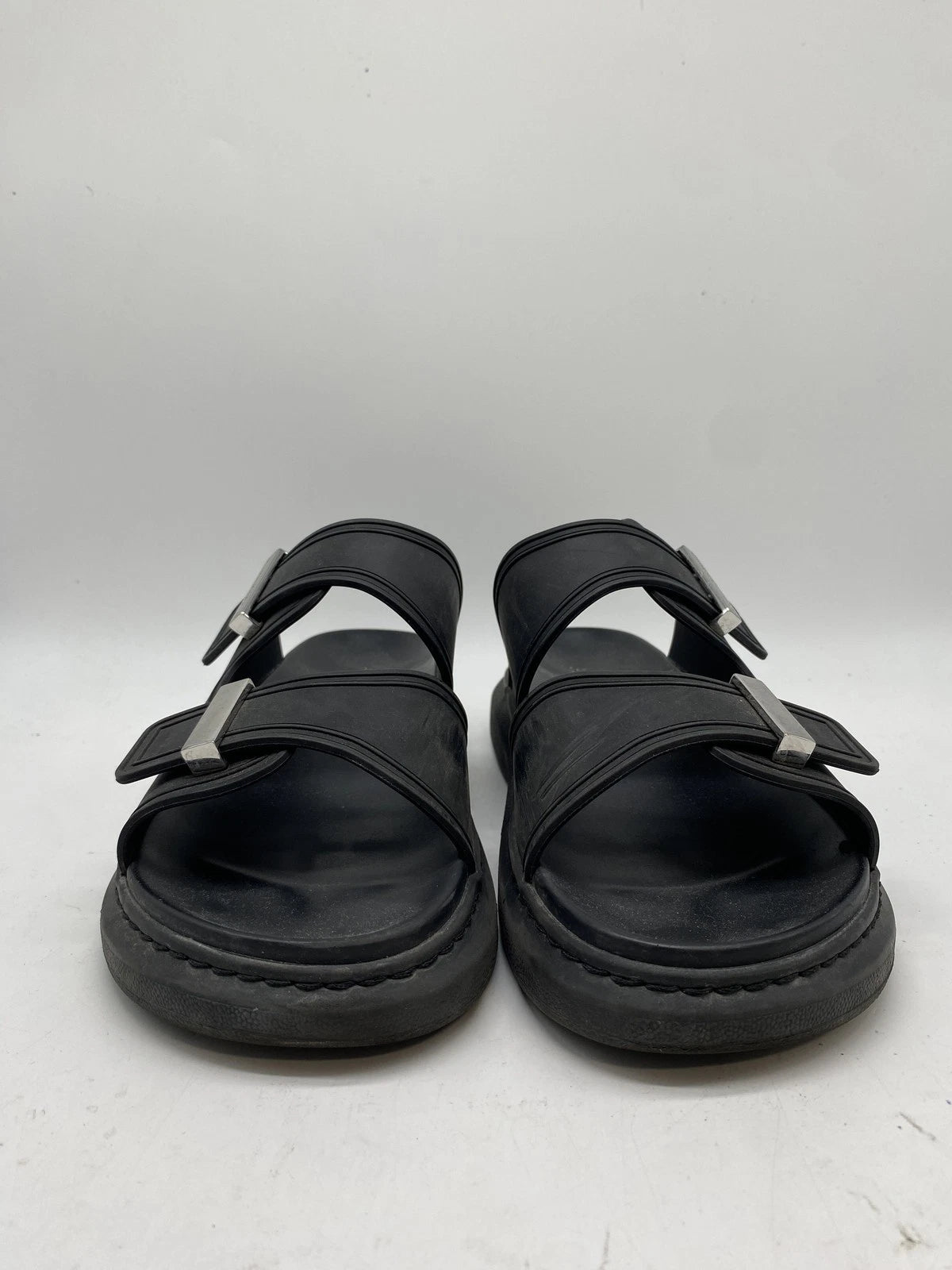 Alexander McQueen Men Black Rubber Slide Sandals Size 9.5