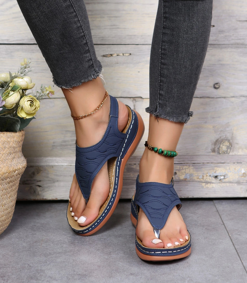 2022 New Rome Fashion Women Slides Comfort Slippers Orthopedic Low-Wedge Sandals