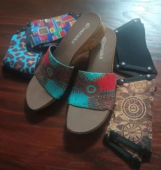Onesole Quick Change Interchangeable Soft Step Cork Wedge Heels Shoe Sz 8