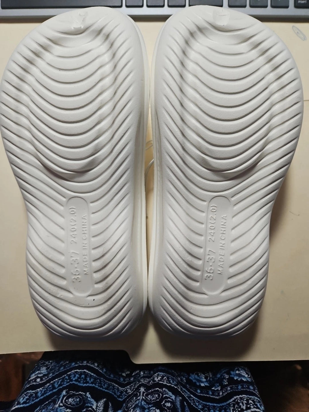 Women's Size 6.5 - 7 Soft Cushion & Comfy Fashion Slides, 2 White & 3 Black