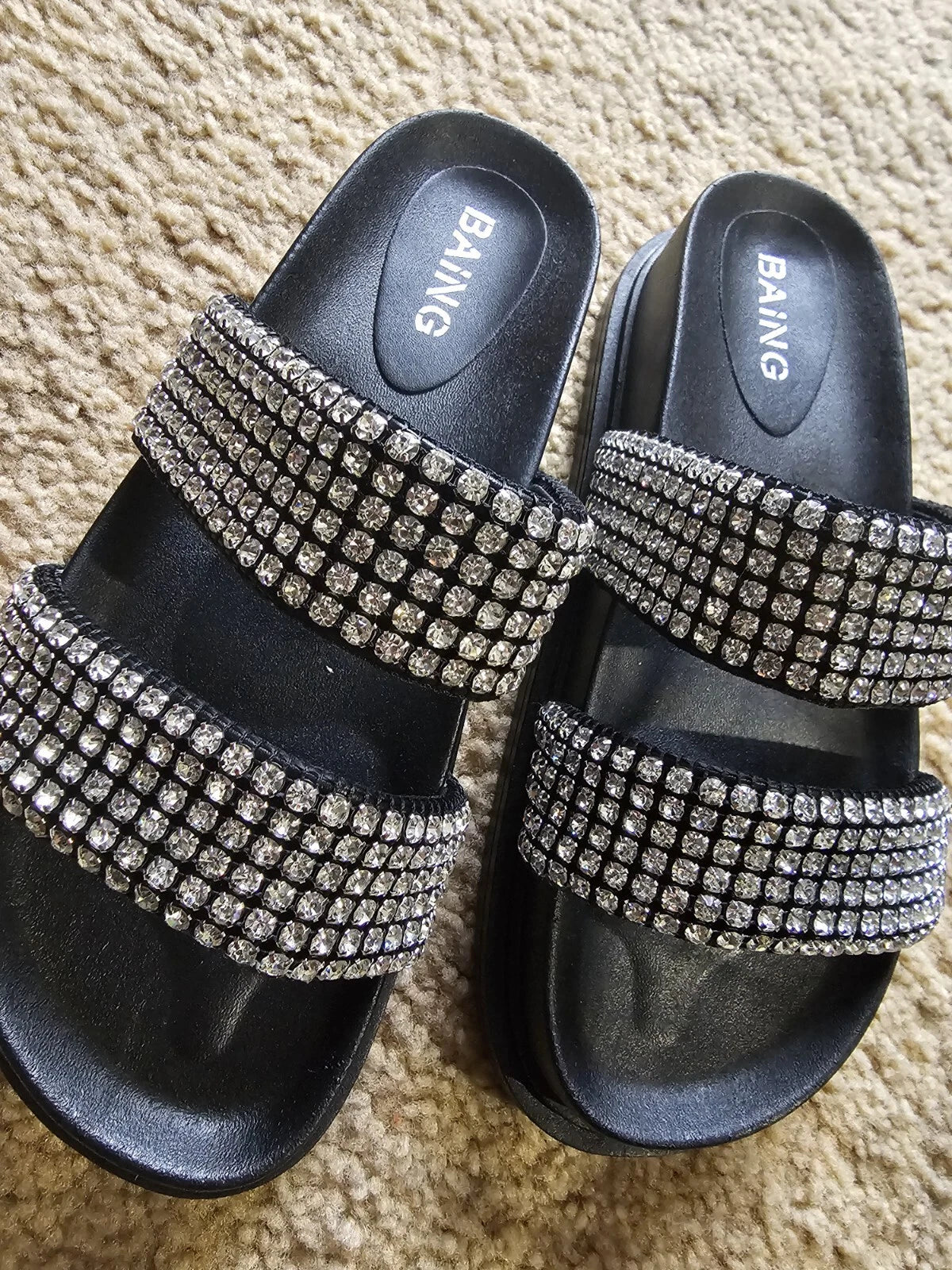 Baing Rhinestone Sandal, Fashion Slides, Footwear, Size 39 Shoe