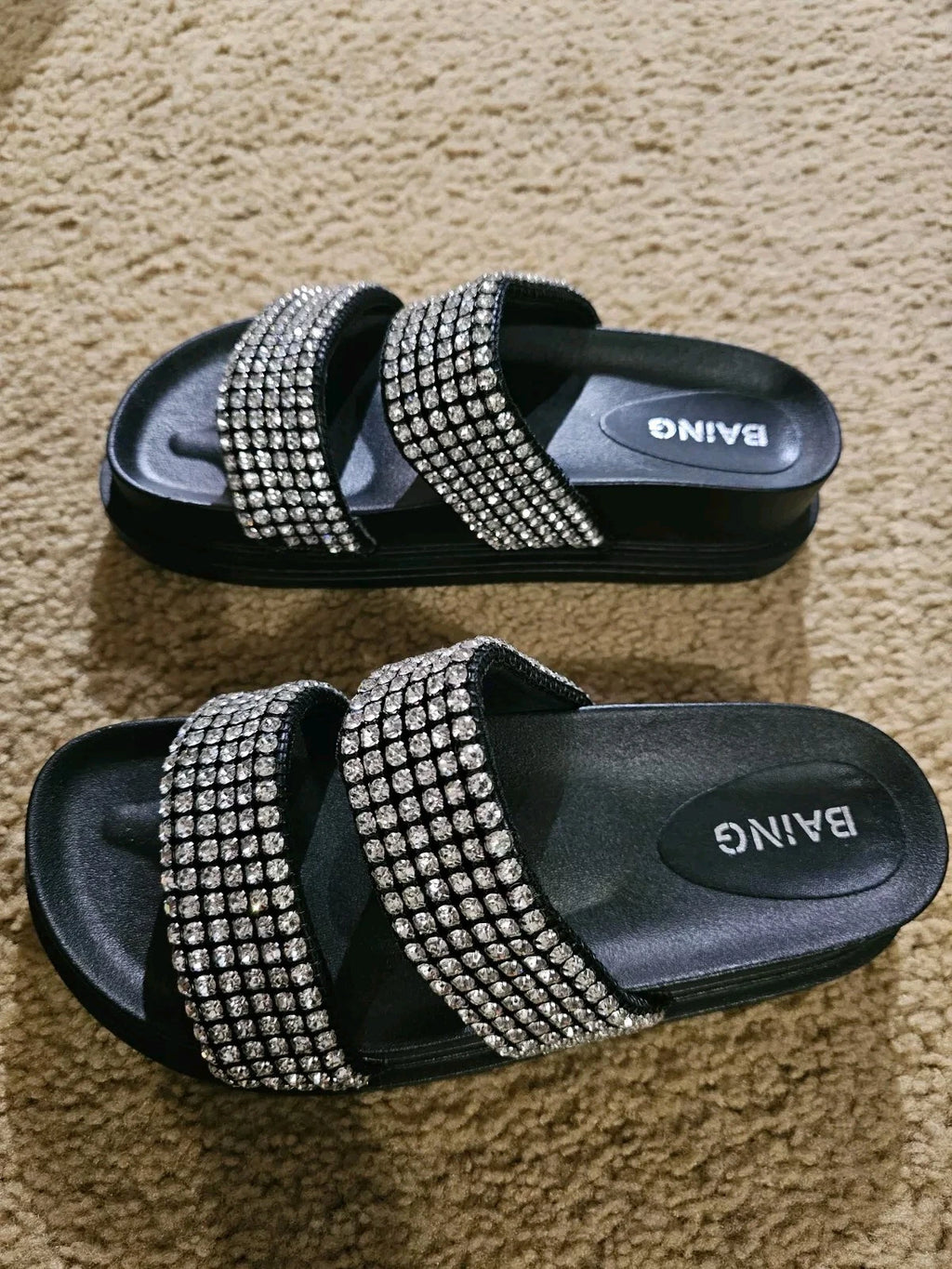 Baing Rhinestone Sandal, Fashion Slides, Footwear, Size 39 Shoe