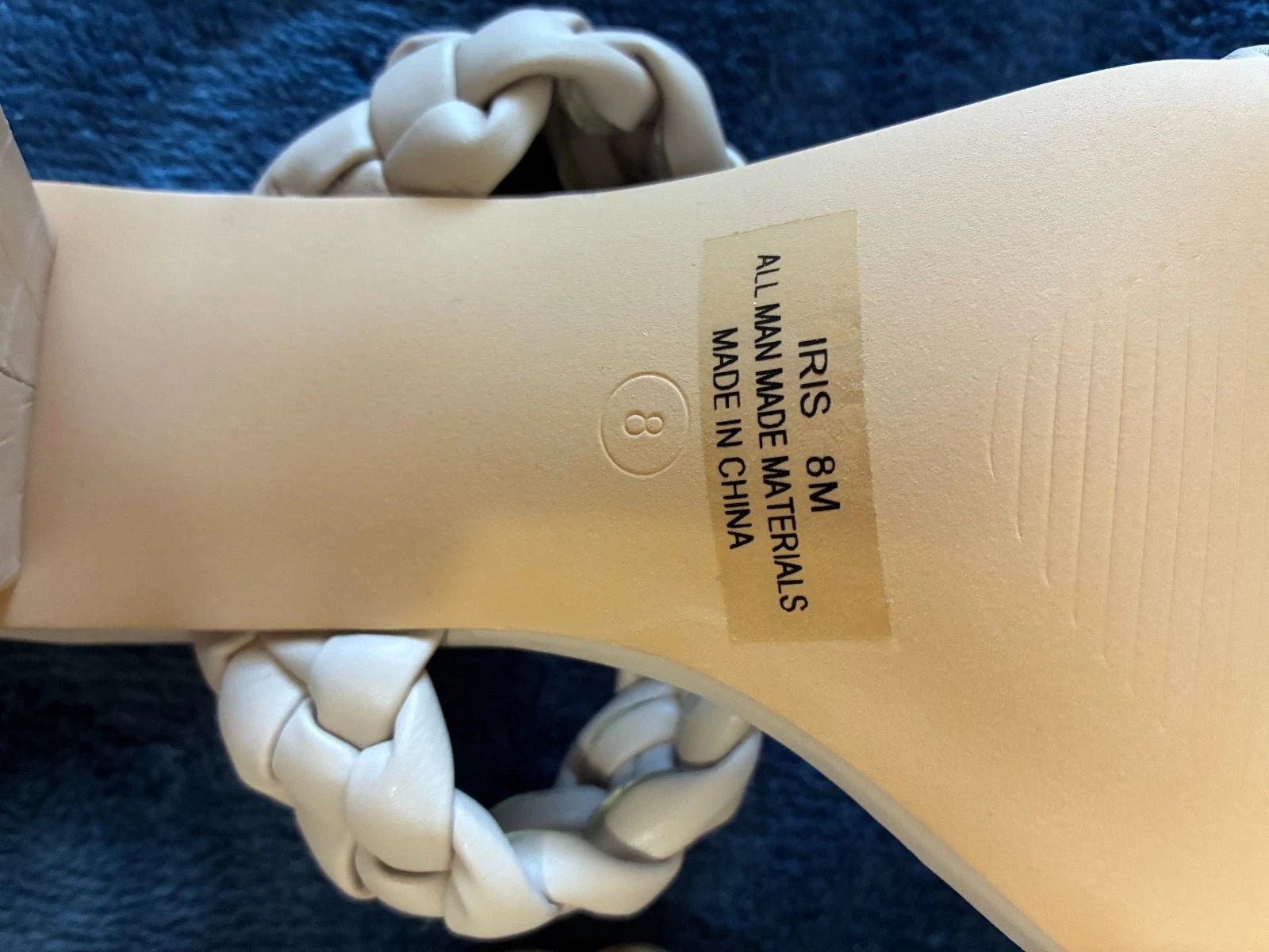 DUNES NY Iris Double Strap Braided Memory Foam Slide Sandal Heels Size 8 Ivory