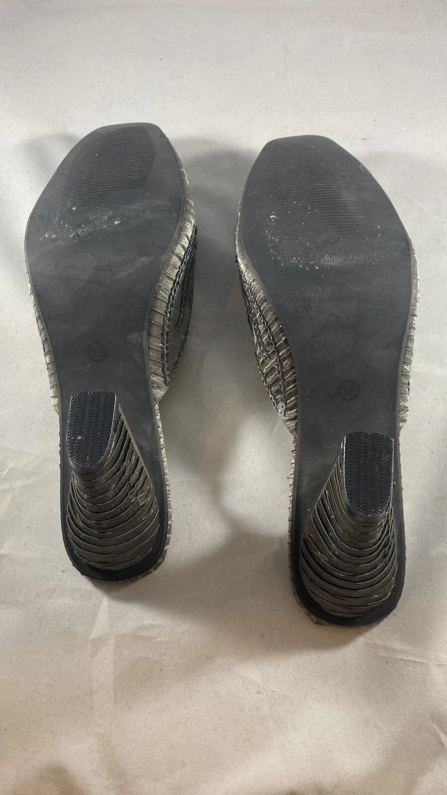 John Fashion Grey and Silver Jeweled Slides