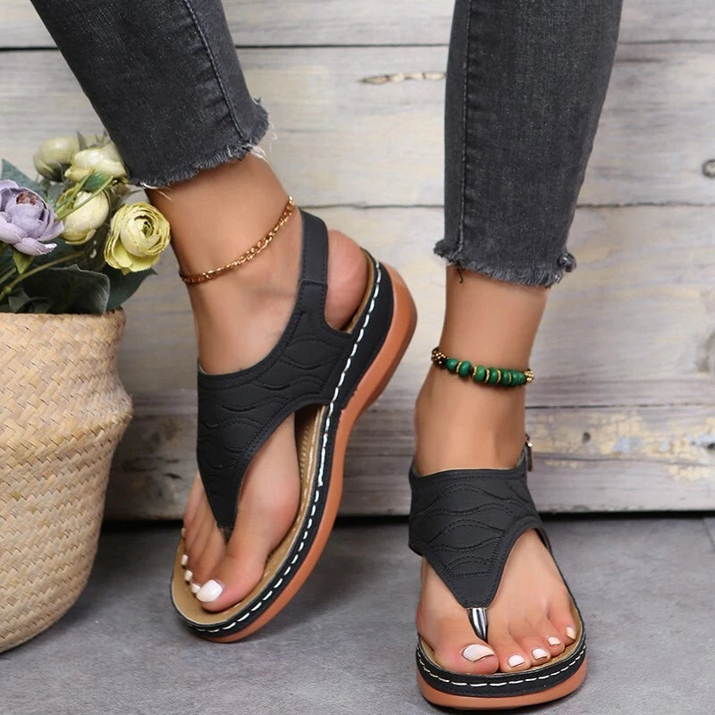 2022 New Rome Fashion Women Slides Comfort Slippers Orthopedic Low-Wedge Sandals