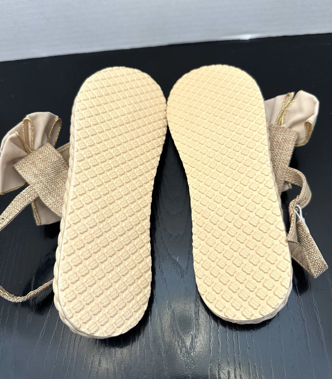 Flip Flop Thong Sandals Fashion Slides Bow Decor Khaki Size 41 US 9-9.5