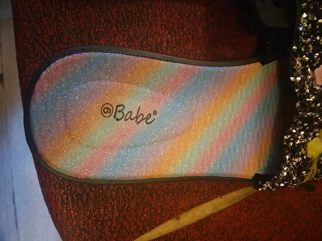 Babe's Rainbow Floral Black Fashion Women's Slides Slippers Size 6 (BRAND NEW)