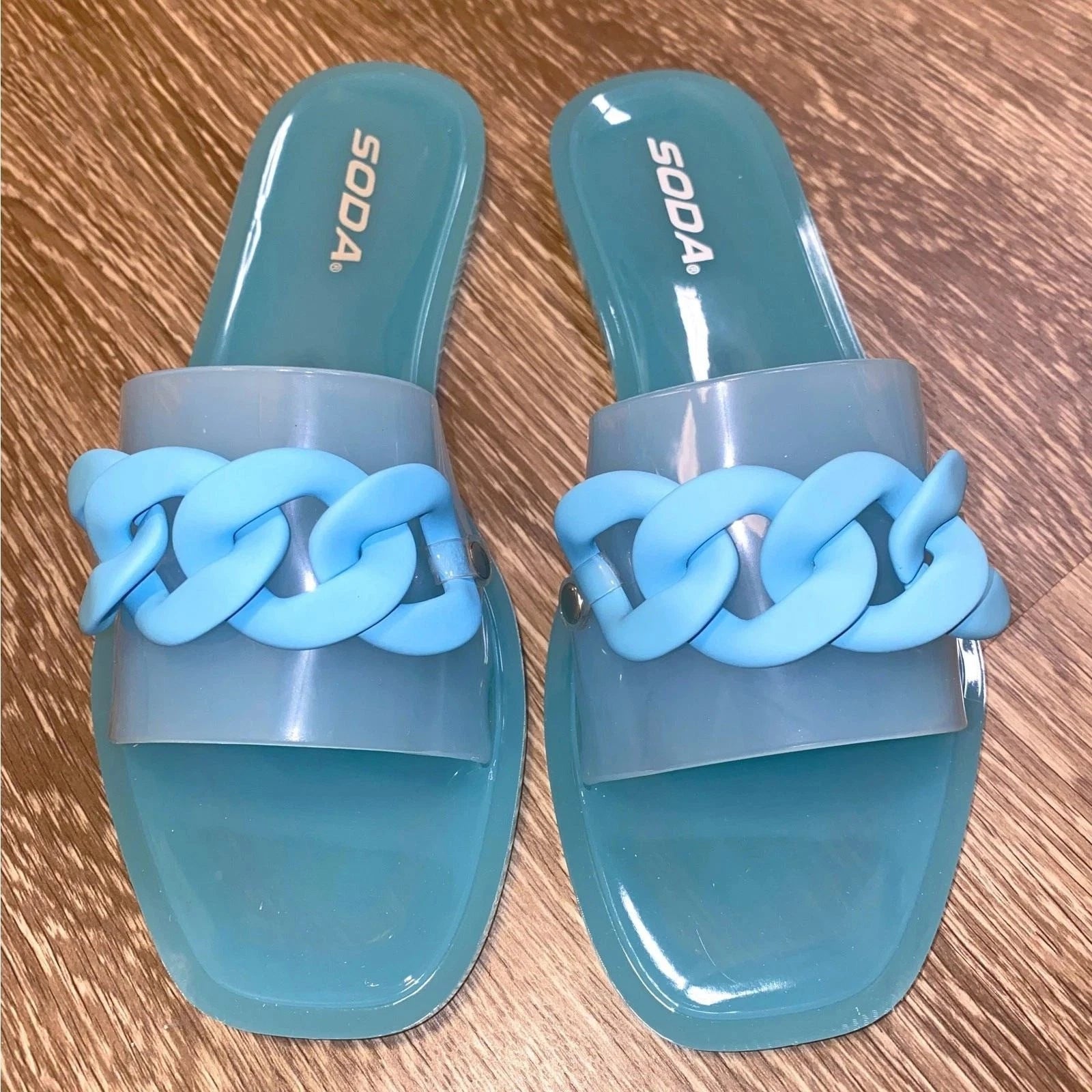 3x Pairs 6 Fashion Nova Blue Mint Green Pink Jelly Cuban Matte Slide Sandals