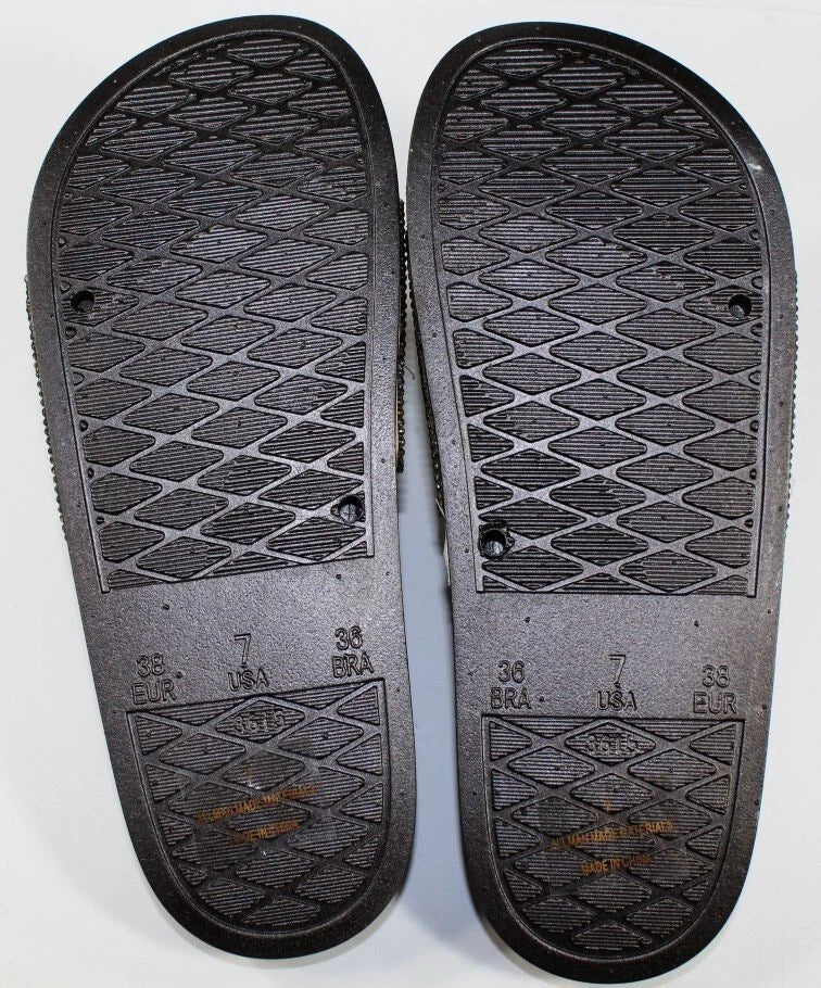 H2K Silver Sparkle Fashion Slides Flip Flops Sandals Bling Size 7