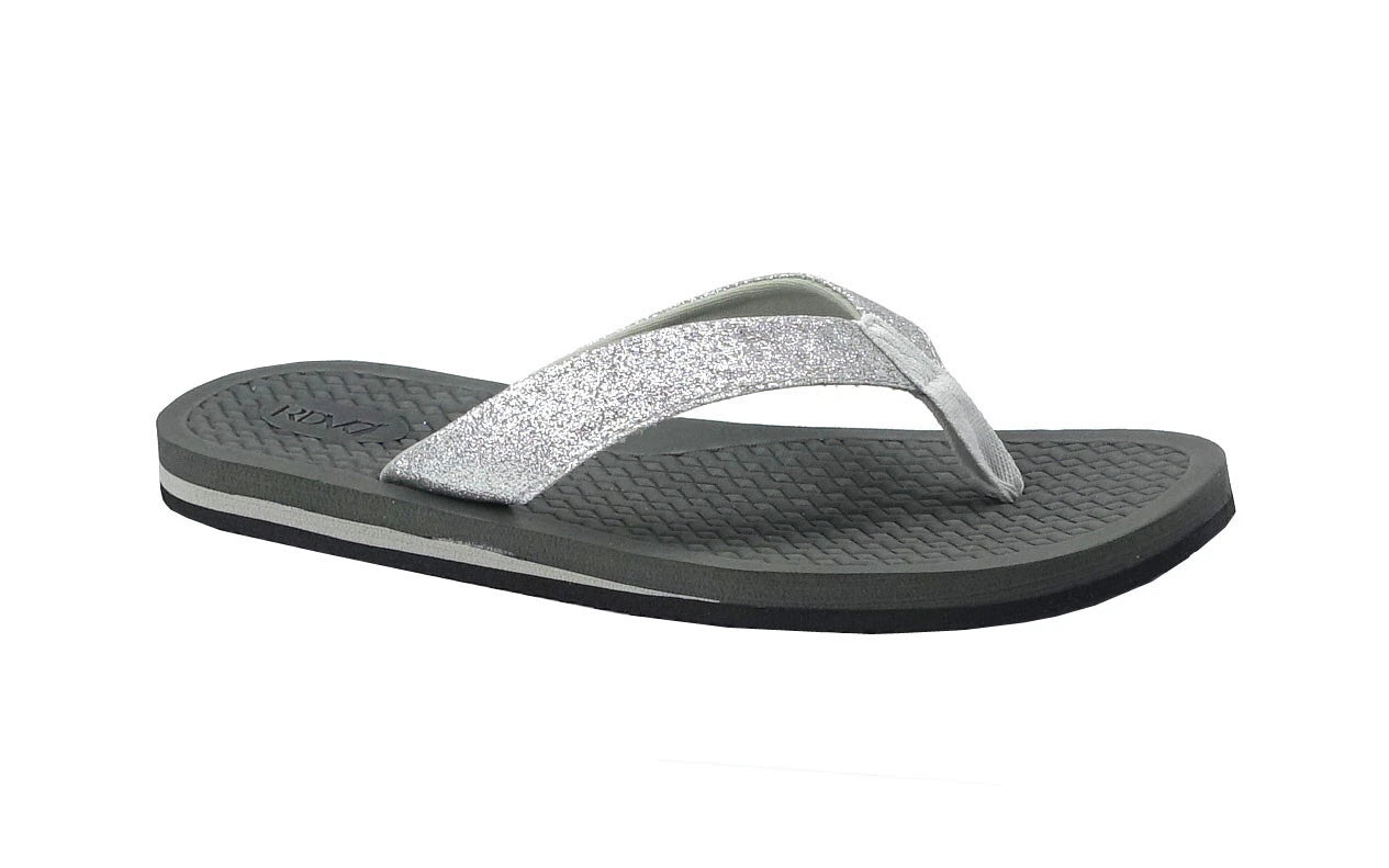New Womens Double-Strap Braided Beach Sandal UltraSoft Glitter Fashion Flip Flop