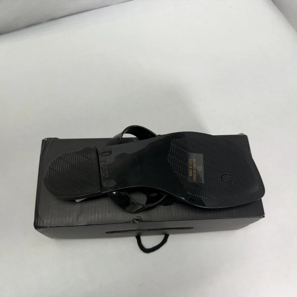 Fashion Nova Kaya Shoes Womens Size 11 Black Flower Jelly Sandals Slide Summer