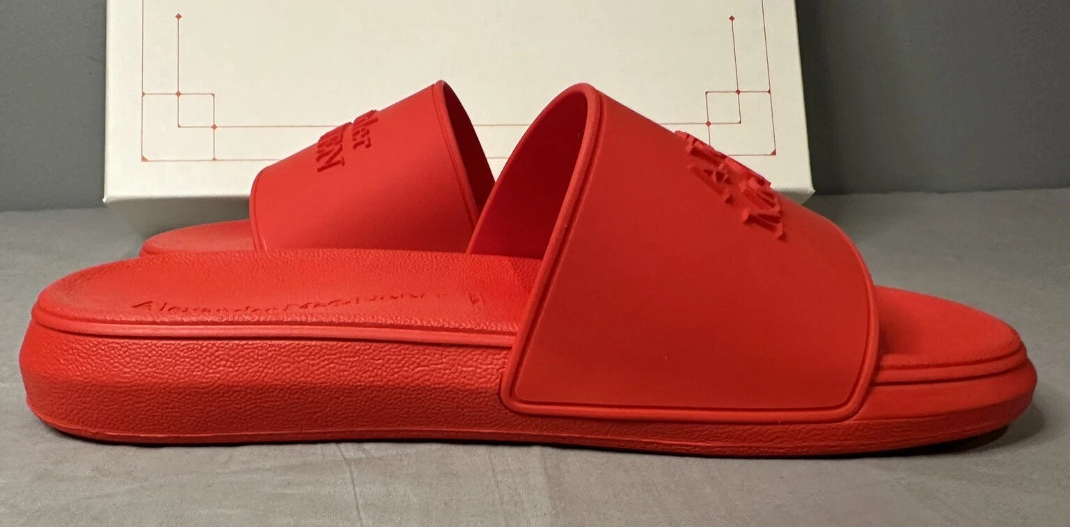 Alexander McQueen Logo Pool Slides Sandals Red Women’s Size 41 (US 11) Authentic