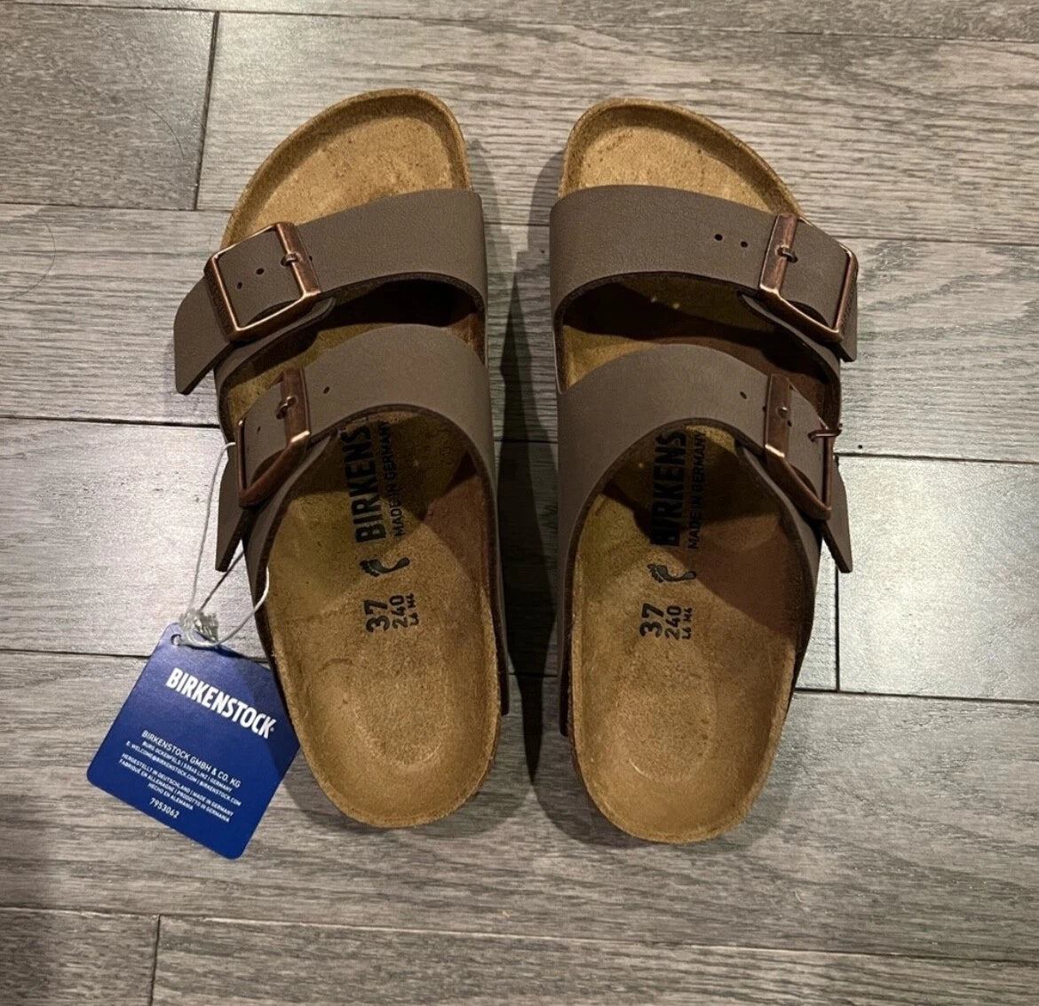 Birkenstock Arizona Mocha Birko-Flor Comfort Sandals women's narrow fit mocca...