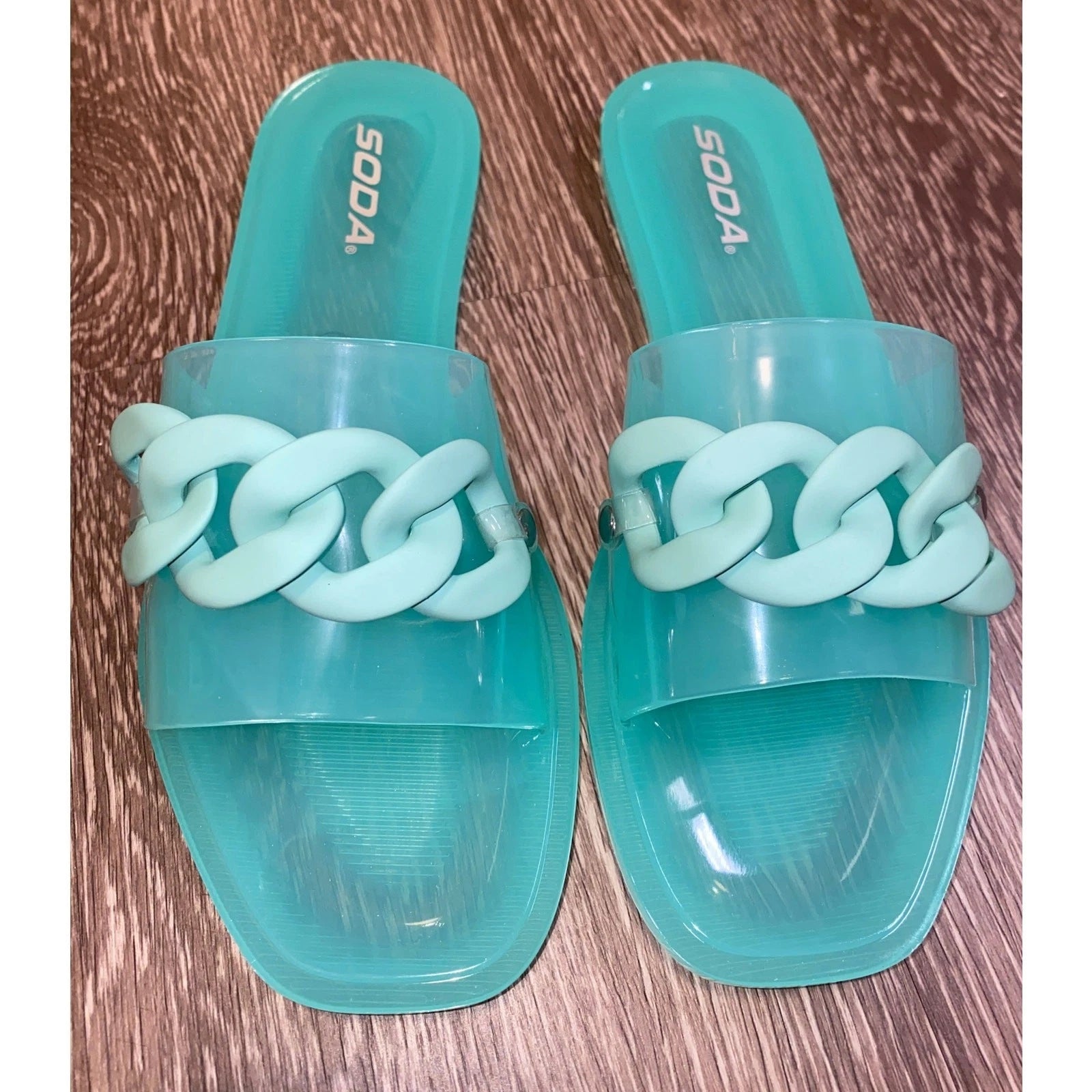 3x Pairs 6 Fashion Nova Blue Mint Green Pink Jelly Cuban Matte Slide Sandals