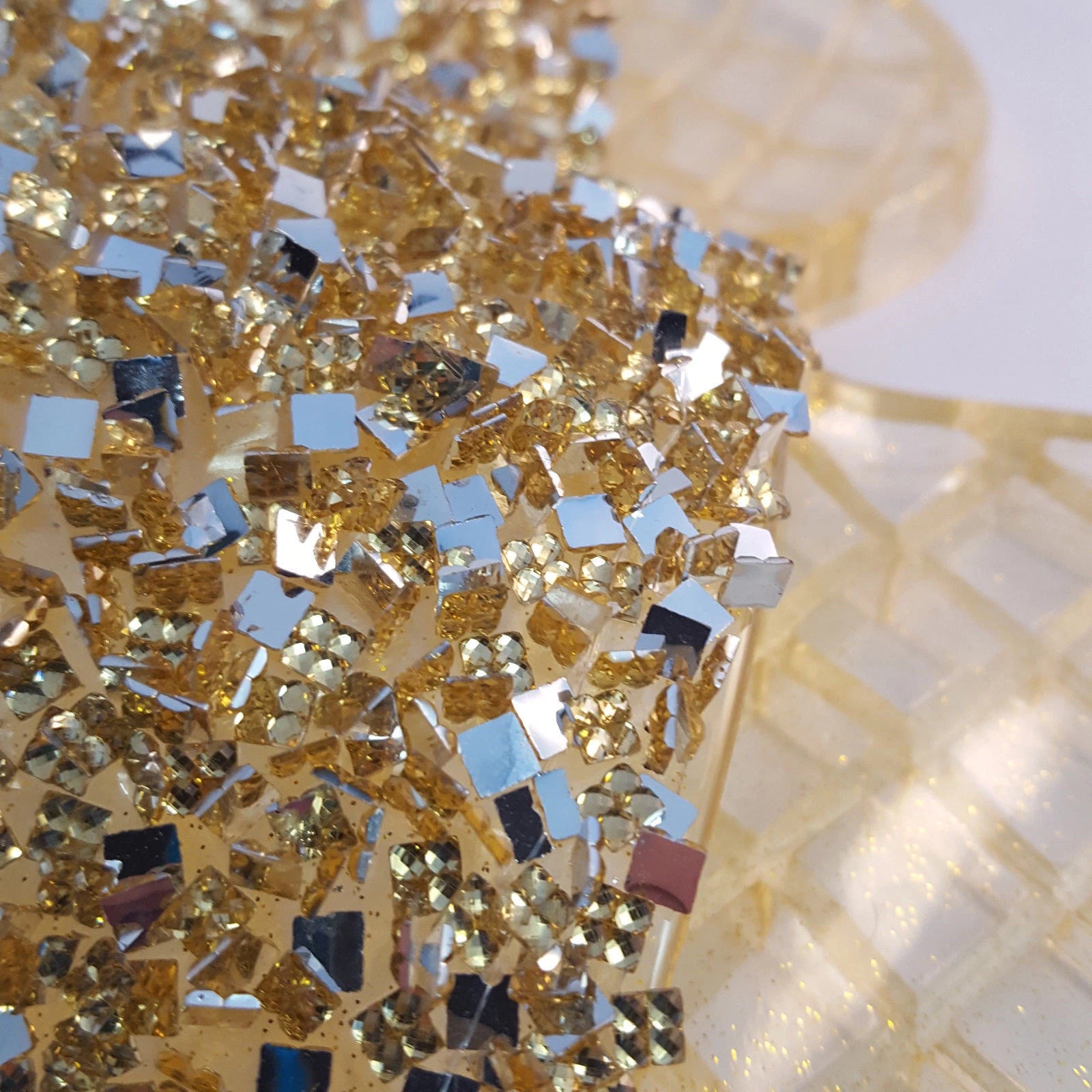 H2K CANDY Gold Color Glitter Beads Fashion Slides Flip Flops Sandals Bling