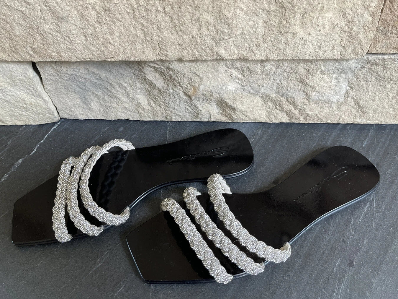 $650 Santoni Foster Slide Crystals Sandals Mules Flats 39.5 US 9.5 NEW