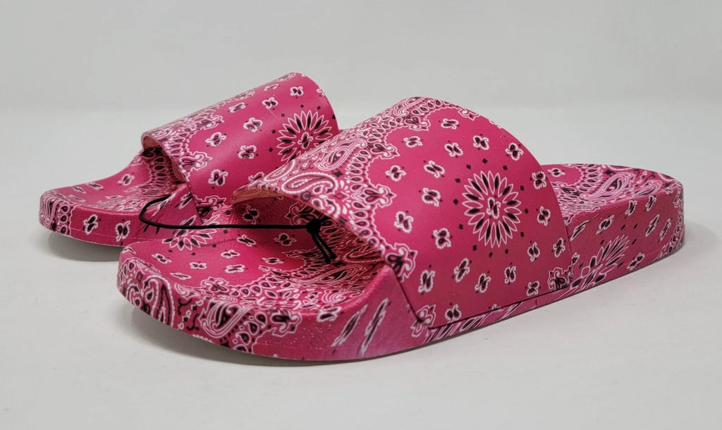 Steve Madden Sofi Pink Multi Paisley Printed Slide Sandals Size 7