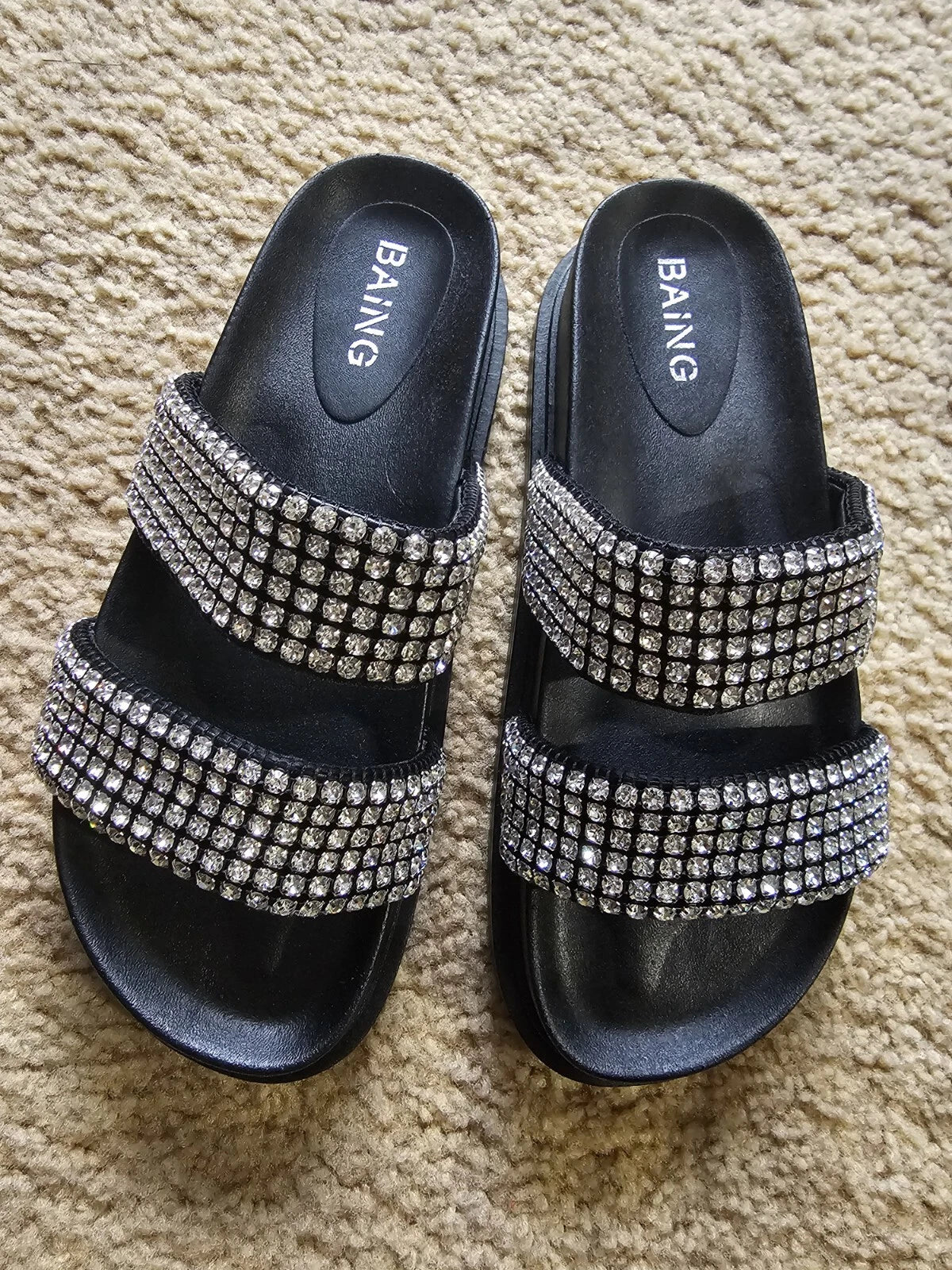 Baing Rhinestone Sandal, Fashion Slides, Footwear, Size 39 Shoe