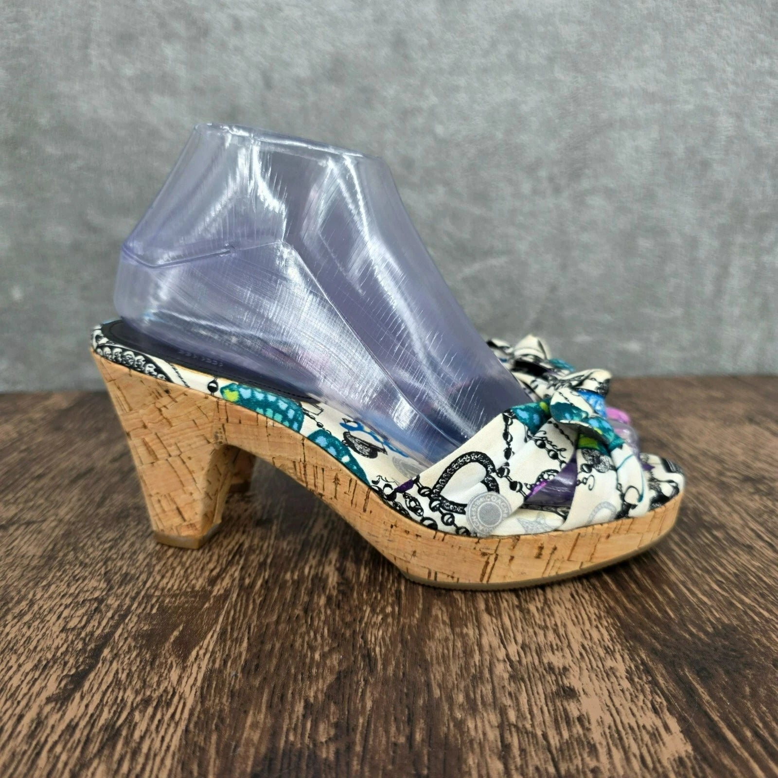 Coach Karen Heels Sandals 7 Y2K Colorful Butterfly Print Cork Bow Slide On Mules