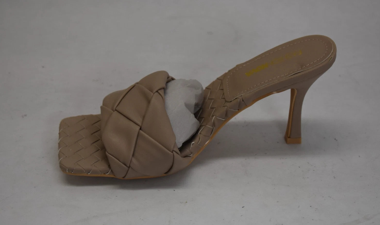 Fashion Nova Waveit Slip On Heel Sandals Nude Braided Strap Womens Sz 7