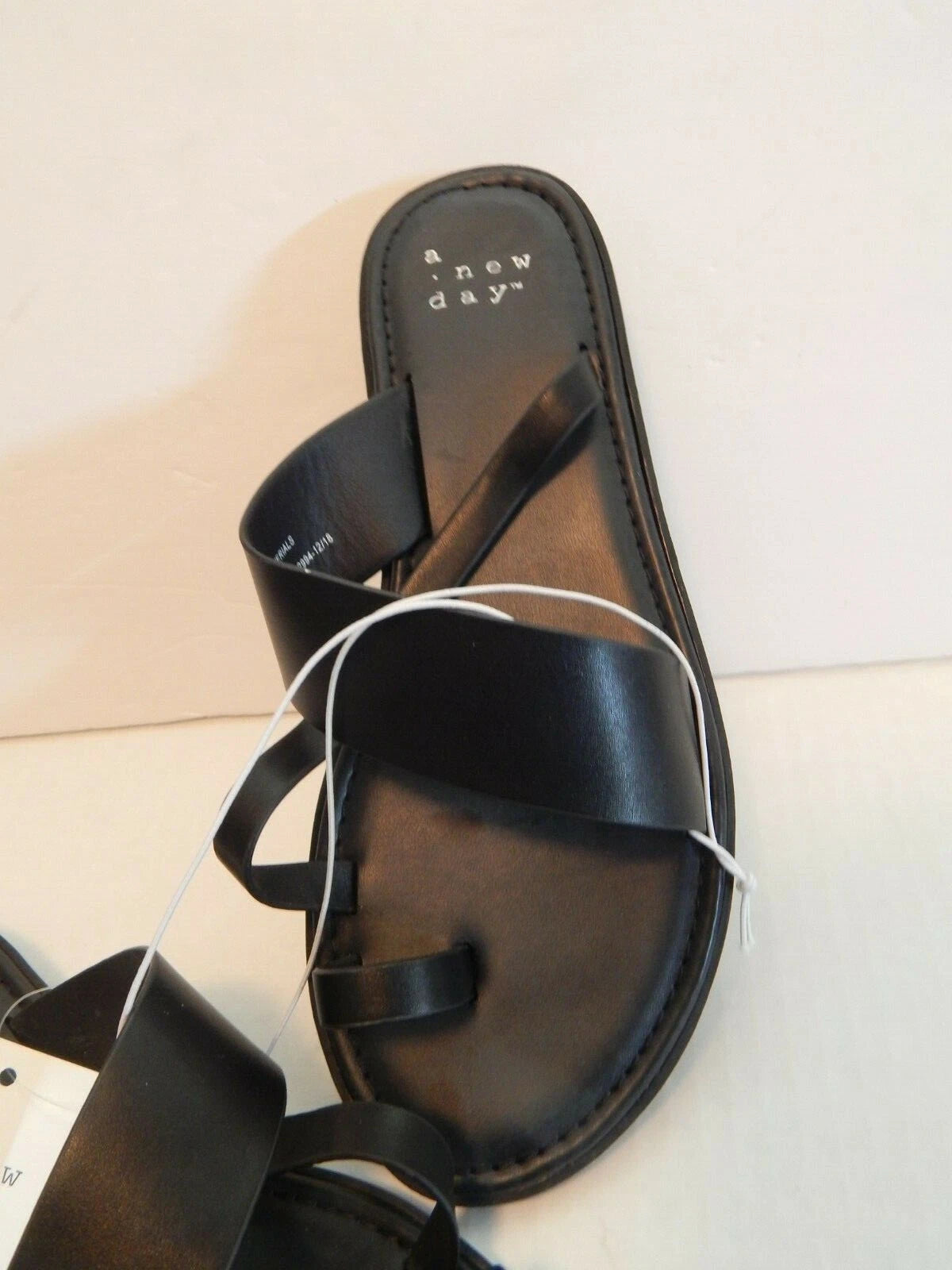 Women's Kallima Faux Leather Toe Ring Style Slide Sandals - A New Day Black Sz 5