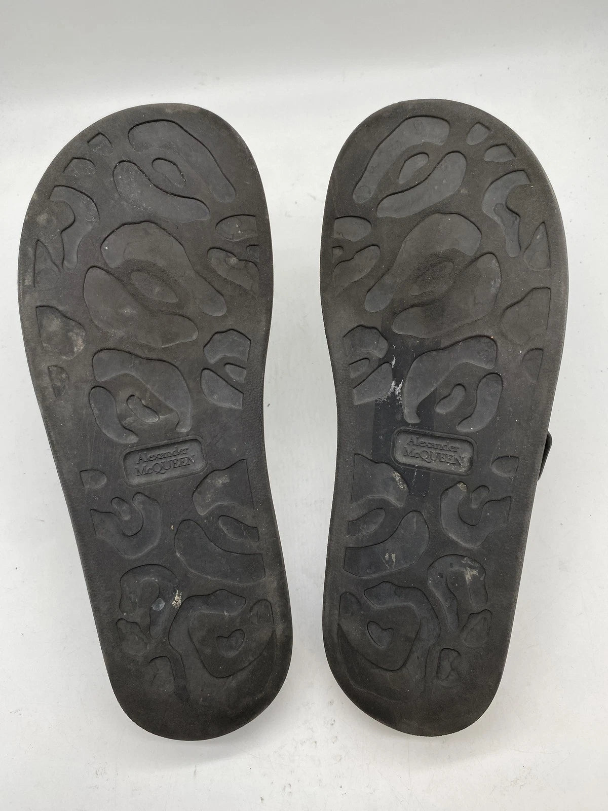 Alexander McQueen Men Black Rubber Slide Sandals Size 9.5