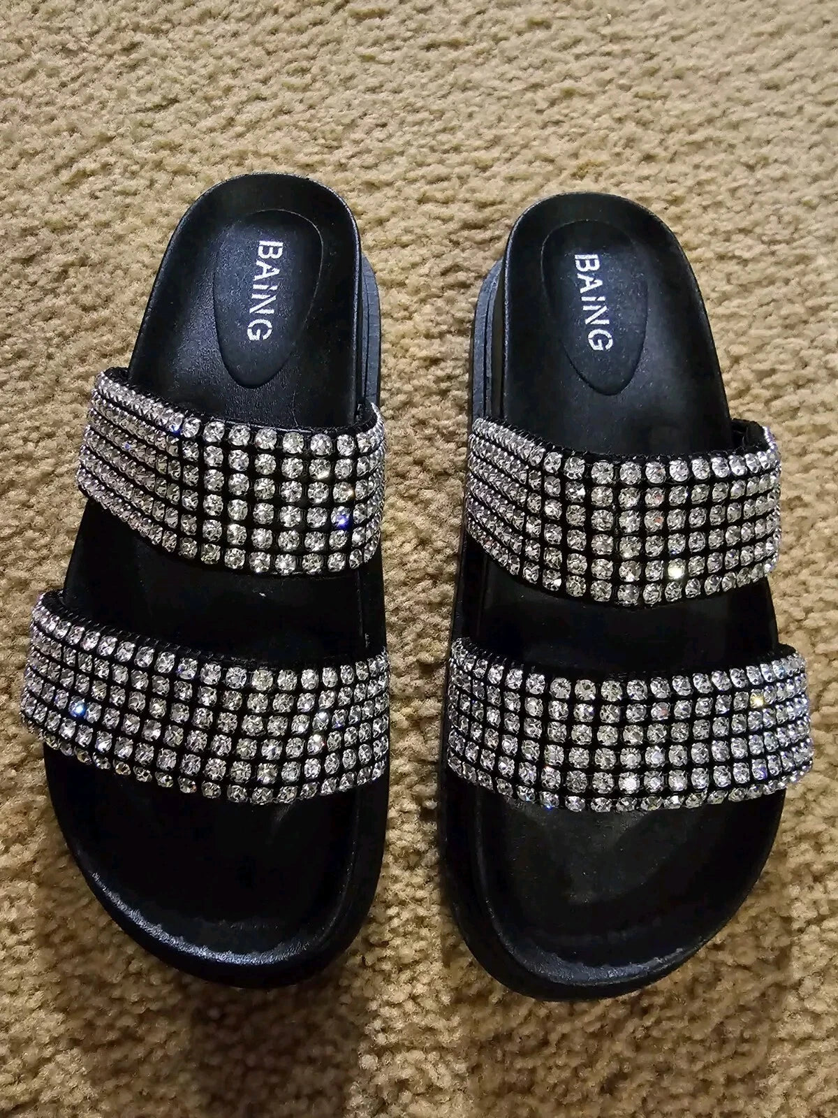 Baing Rhinestone Sandal, Fashion Slides, Footwear, Size 39 Shoe