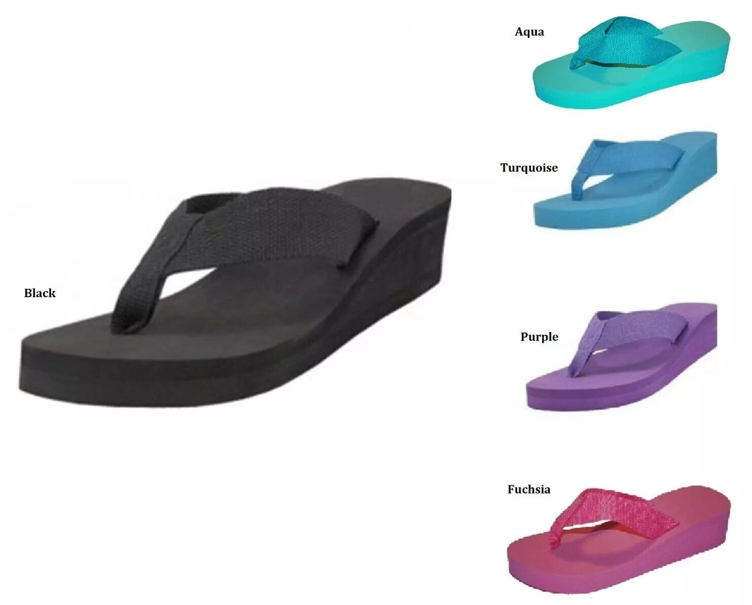 Womens Flip Flop Fashion Color Open Toes Platform Wedge Sandals  5 6 7 8 9 10 11