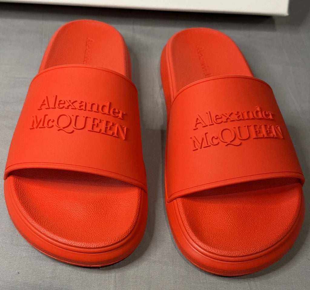 Alexander McQueen Logo Pool Slides Sandals Red Women’s Size 41 (US 11) Authentic
