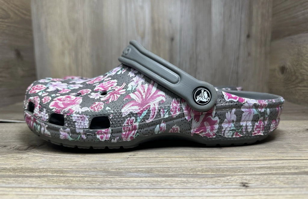 Crocs Womens Floral Design Slides Shoes Size 10 Pre-Owned (Rare) Great Condition