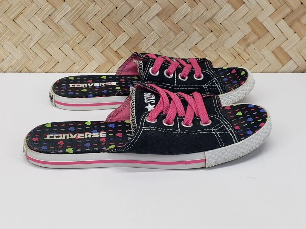 Converse All Star Cut Away Sandals Slides Womens 6 Black Heart Dots **Rare Style