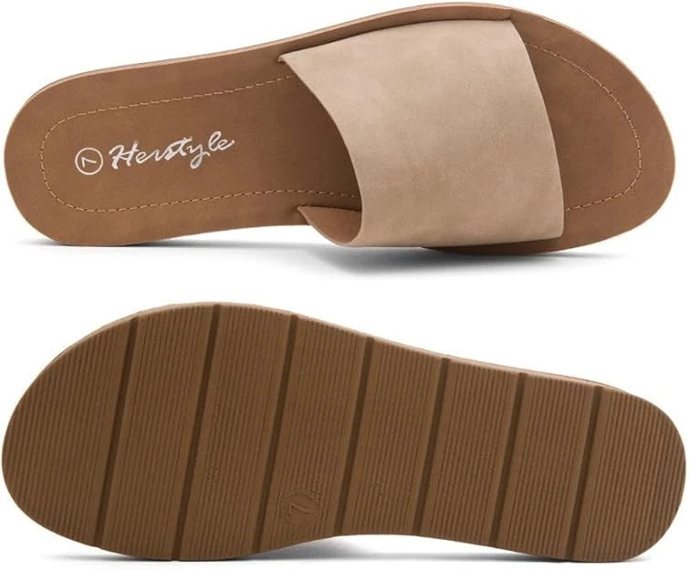 Herstyle Women’s Flat Sandals 2025 – Dressy Fashion Slides with Cushioned Size 9