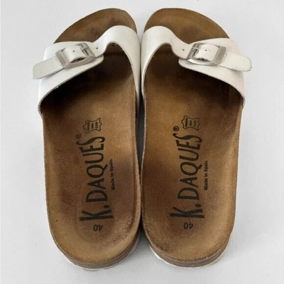 K. Daques “Madrid” Style Sandals in White Leather Size 40