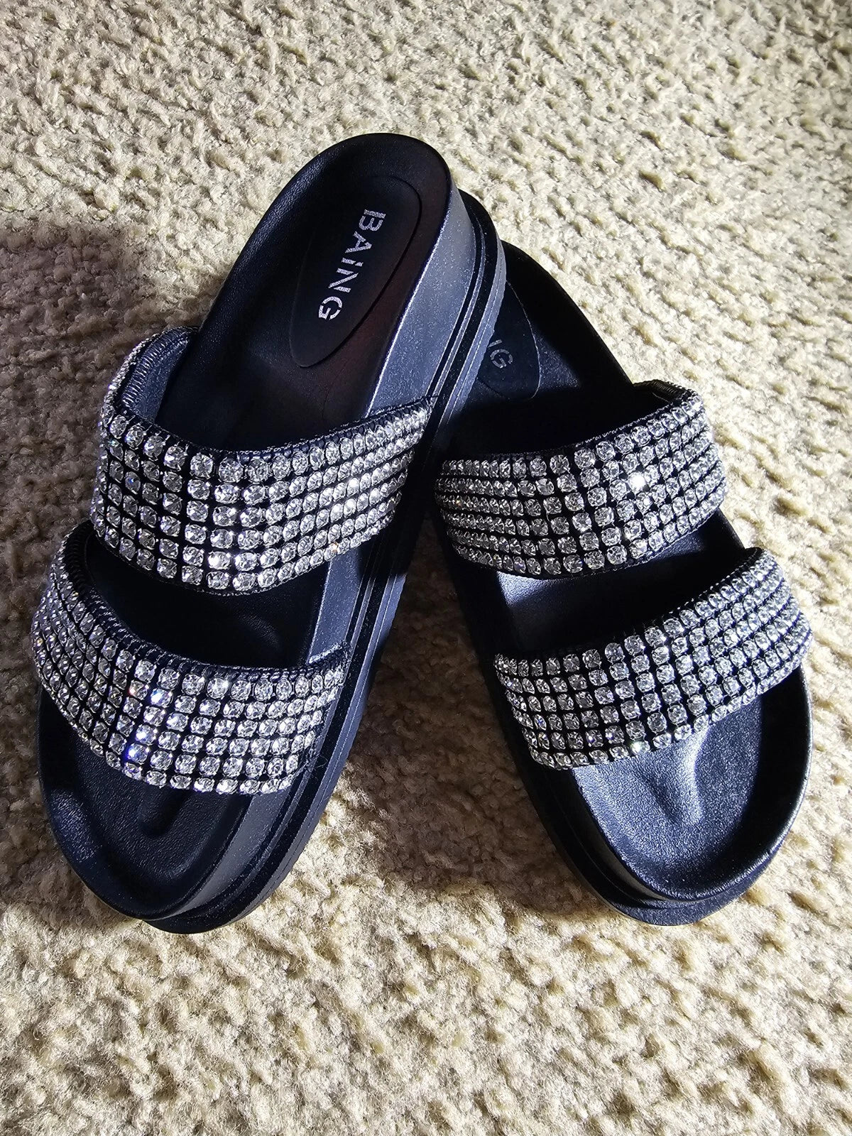 Baing Rhinestone Sandal, Fashion Slides, Footwear, Size 39 Shoe