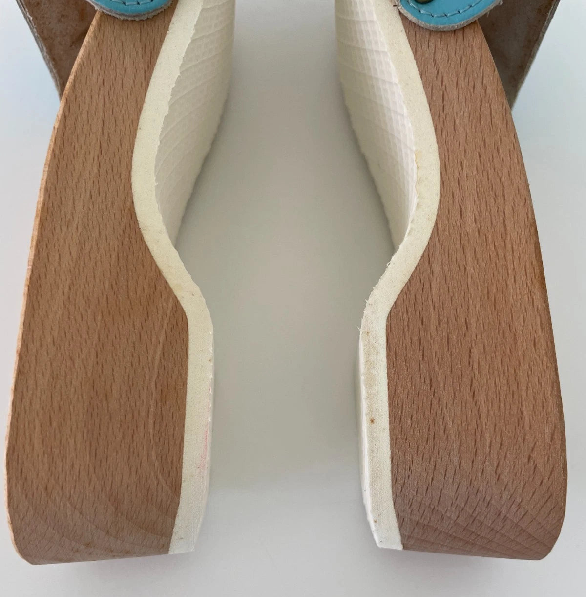 Dr. Scholl's The Original Wooden Sandals Slides Aqua Blue Leather Size 7 Italy